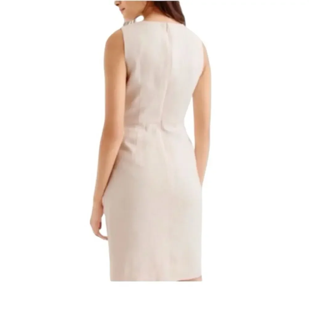 J.Crew Irish Linen Sheath Dress Black Draped Knot Work Cocktail Size 6